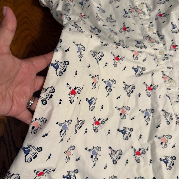 Boden Sophia Multicolor Vespa Moped Scooter Print Shirt Dress 14R Retro Inspired - Picture 13 of 16